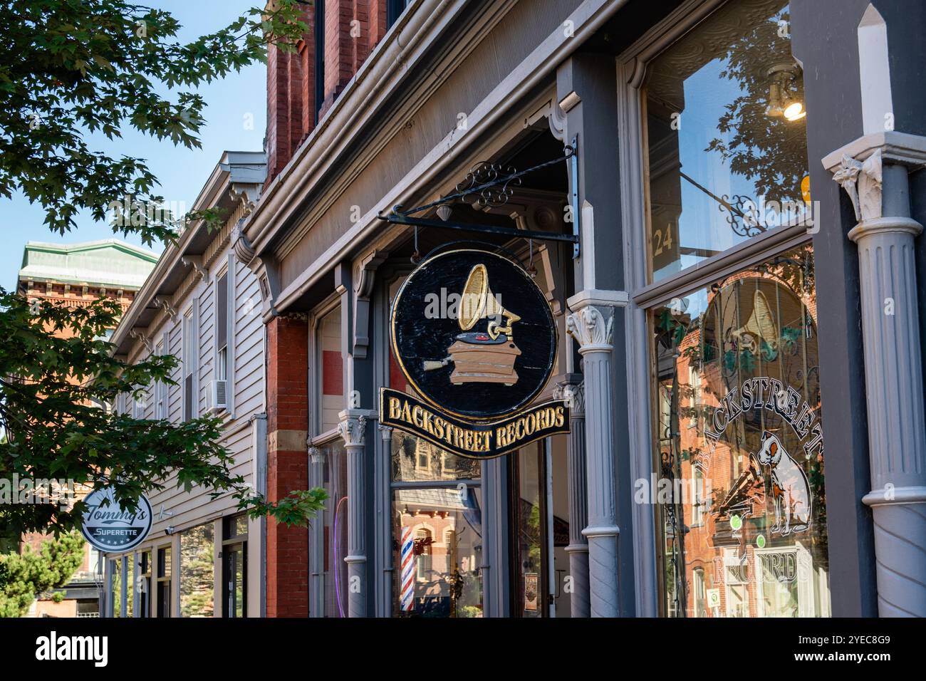 St John, NB, Kanada - 11. September 2024: Backstreet Records mit Standorten in St Joun und Fredericton kauft, verkauft und handelt neue und gebrauchte Schallplatten, cds und cds Stockfoto