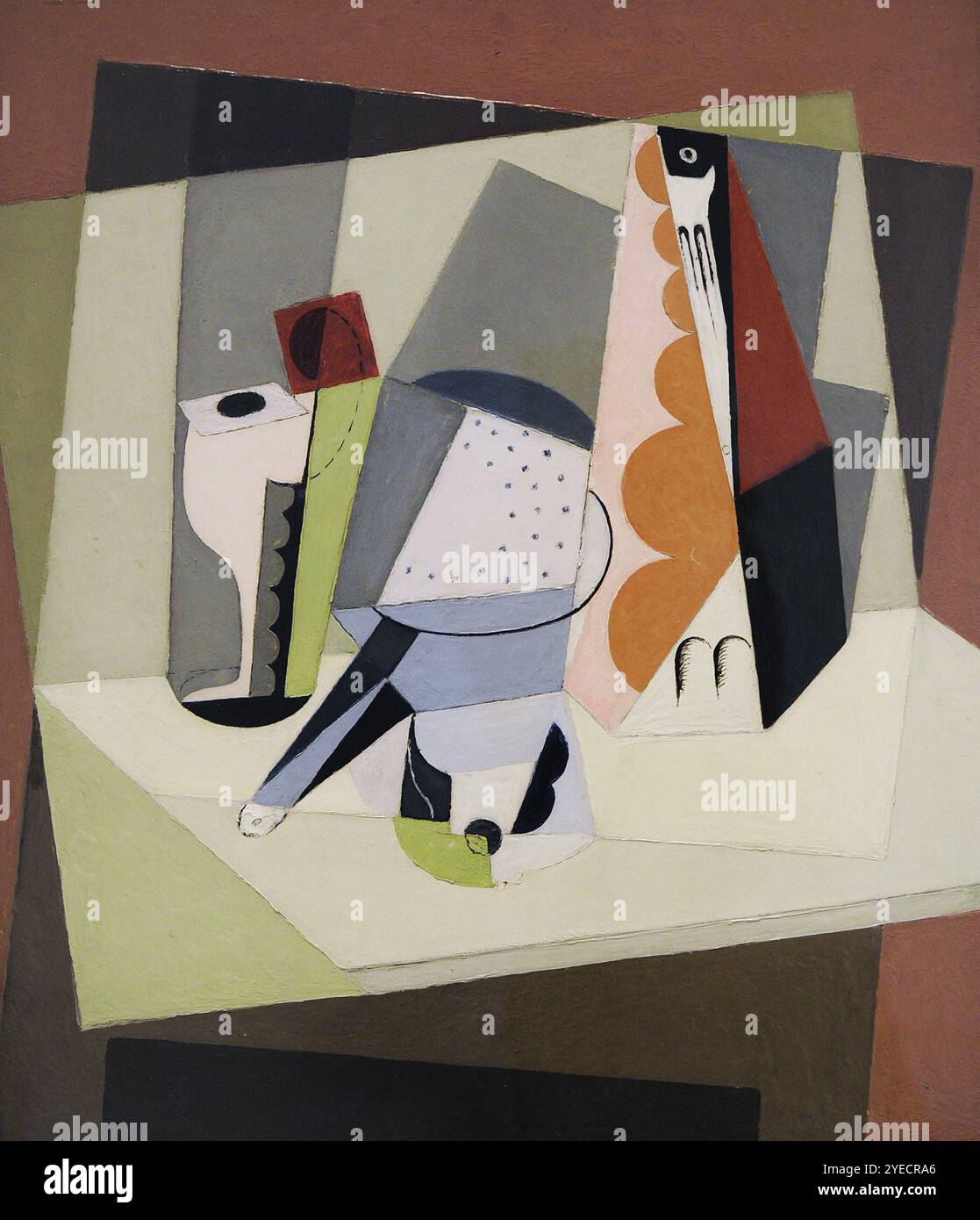 María Blanchard (María Gutiérrez Blanchard) (1881-1932). Spanischer Maler. Nature morte cubiste (kubistisches Stillleben), ca. 1919. Öl auf Leinwand, 54 x 32 cm. Nationales Kunstzentrum Reina Sofía. Madrid. Spanien. (Leihgabe, Telefónica Collection). Stockfoto