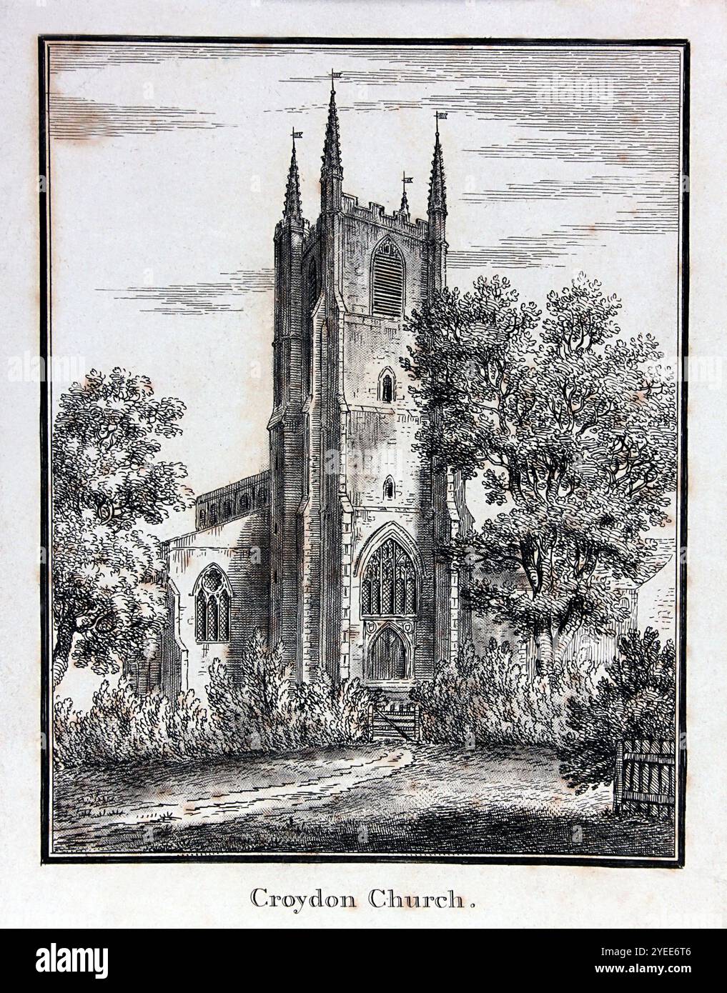 Croydon Church, heute bekannt als Croydon Minster, bevor sie durch Feuer zerstört wurde Stockfoto