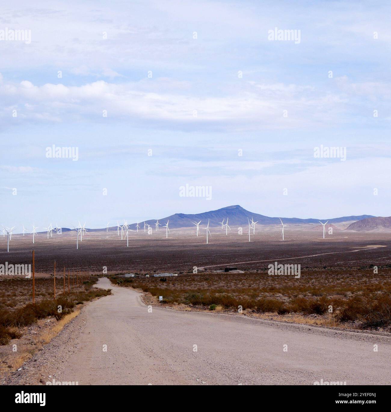Windpark White Hills an der Landstraße nördlich von Kingman, Arizona. Stockfoto