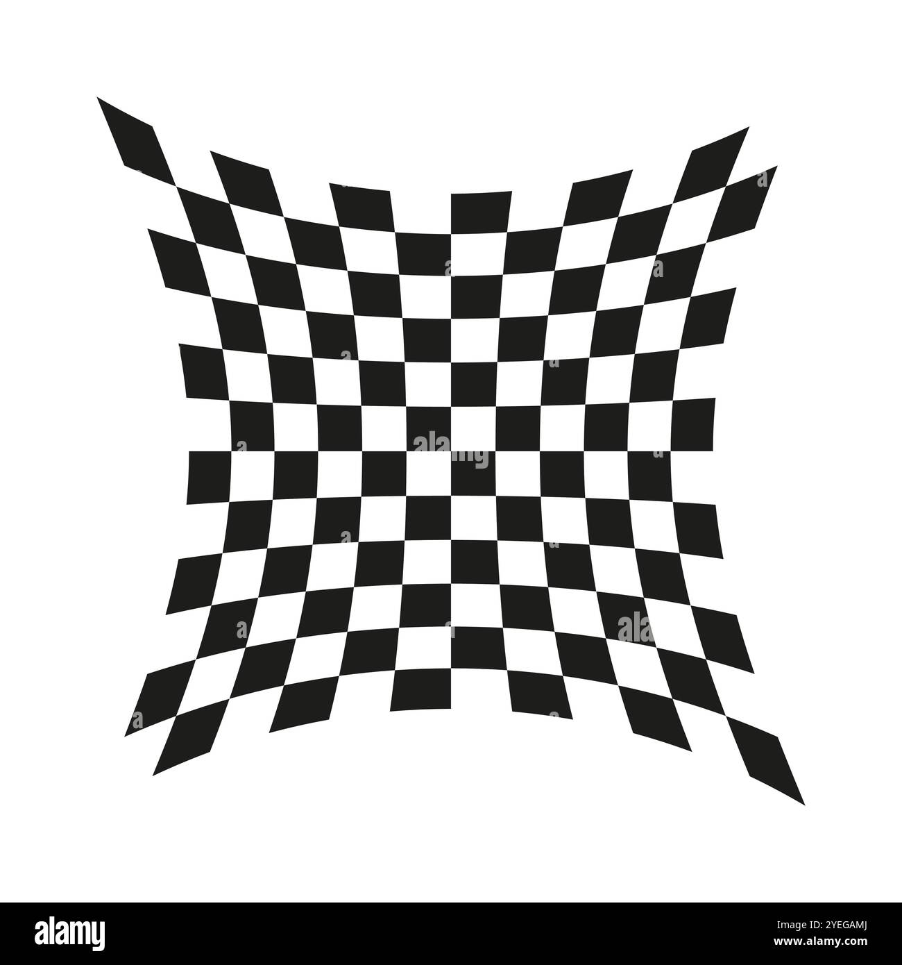 Verzerrtes Schachbrettmuster. Verformtes quadratisches Raster. Wellenförmige Schachbrettform. Vektorgrafik. Stock Vektor