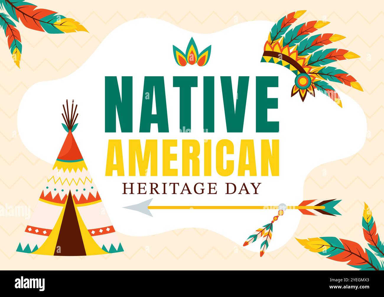 Ureinwohner American Heritage Day Vector Illustration, die indigene Stammeskultur und Traditionen in einem flachen Stil Cartoon Hintergrund feiert Stock Vektor