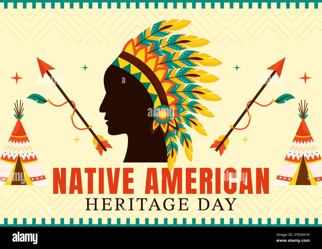Ureinwohner American Heritage Day Vector Illustration, die indigene Stammeskultur und Traditionen in einem flachen Stil Cartoon Hintergrund feiert Stock Vektor