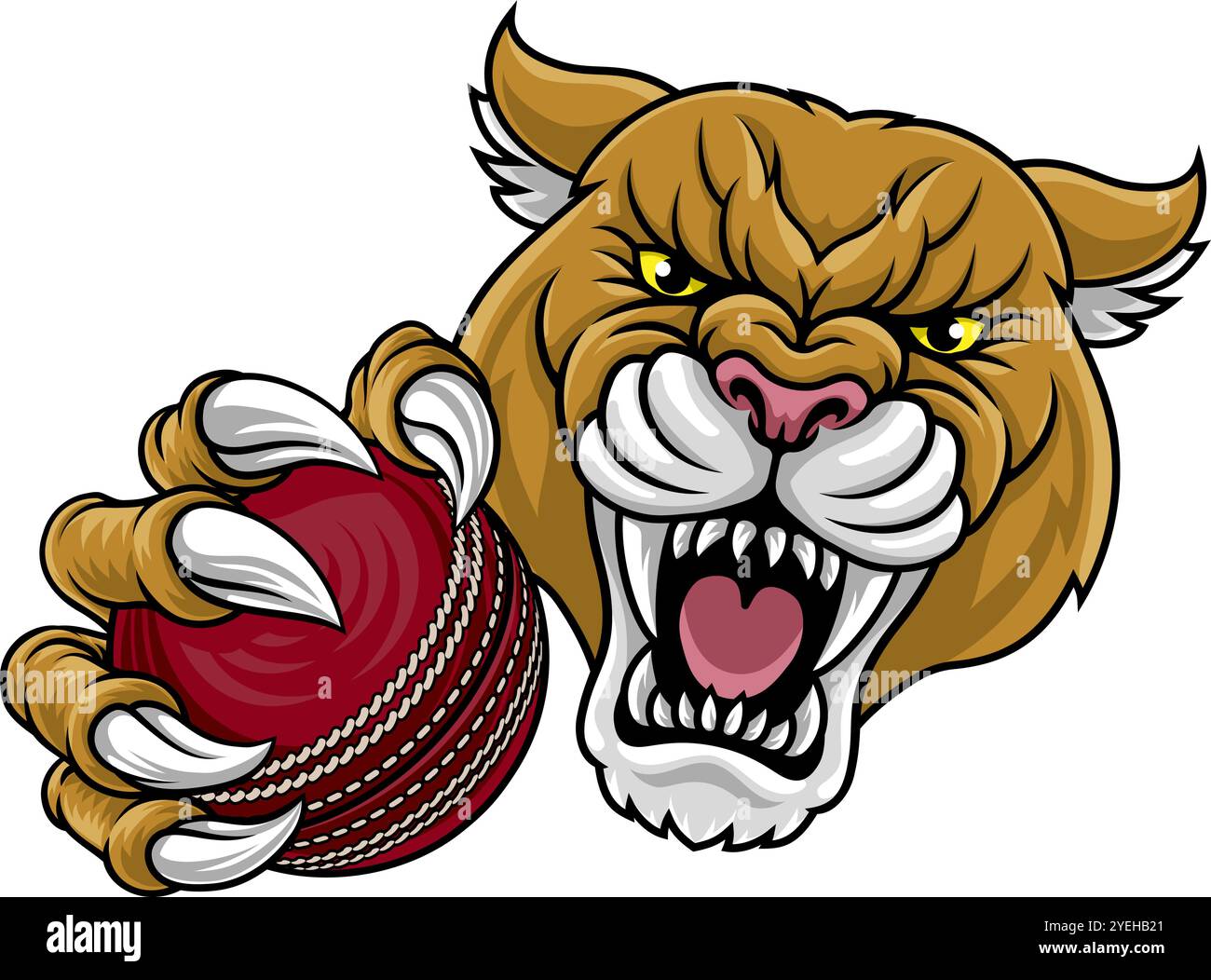 Cougar Panther Mountain Lion Puma Cricket Maskottchen Stock Vektor