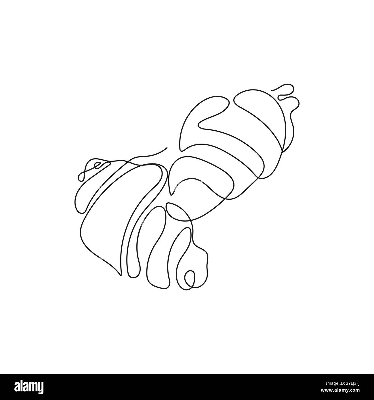 Croissants in einzeiliger Zeichnung. Backwaren, frisches Gebäck. Handgezeichnete Vektorgrafik. Stock Vektor