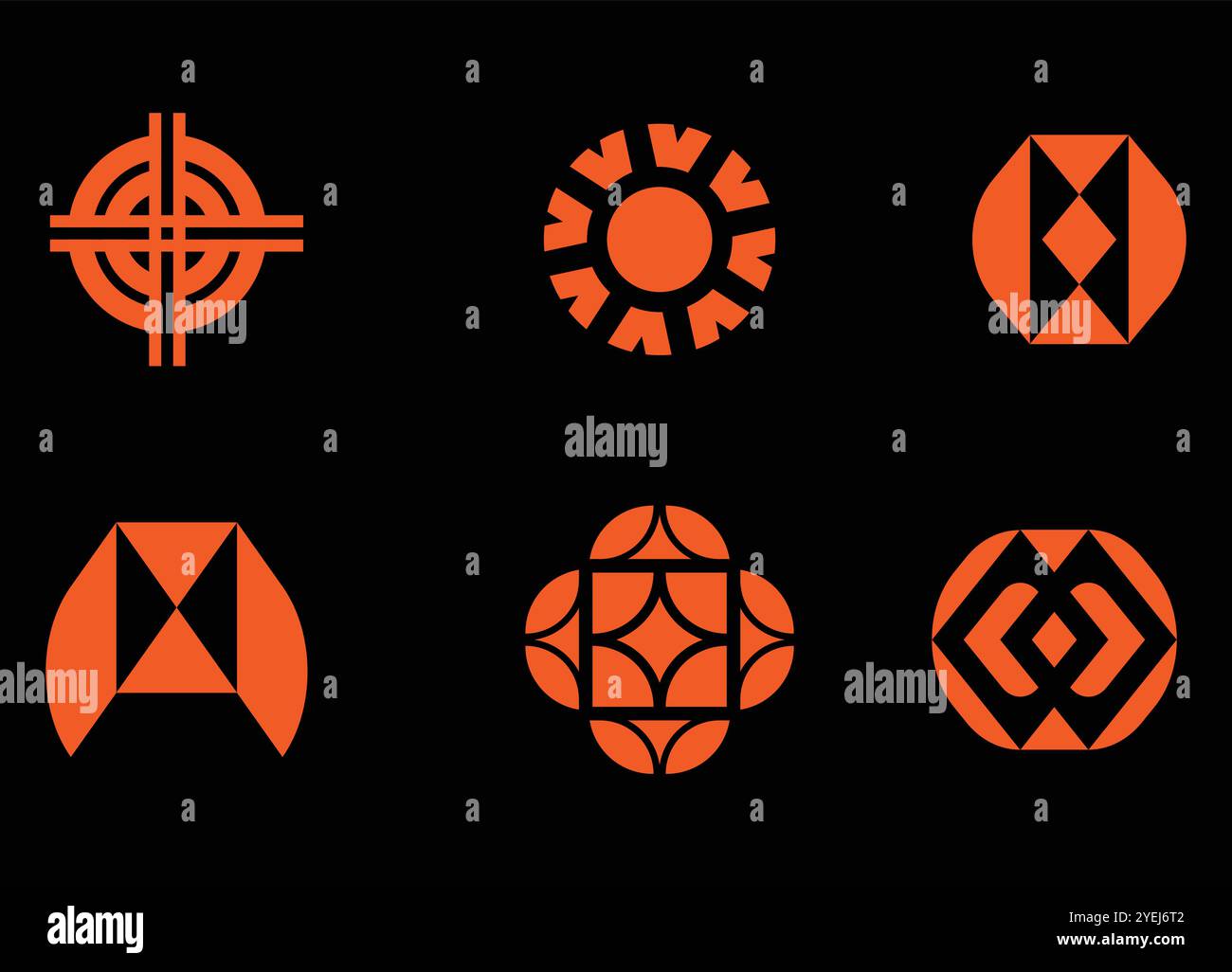 Sechs verschiedene Logodesigns für Unternehmen. Stock Vektor