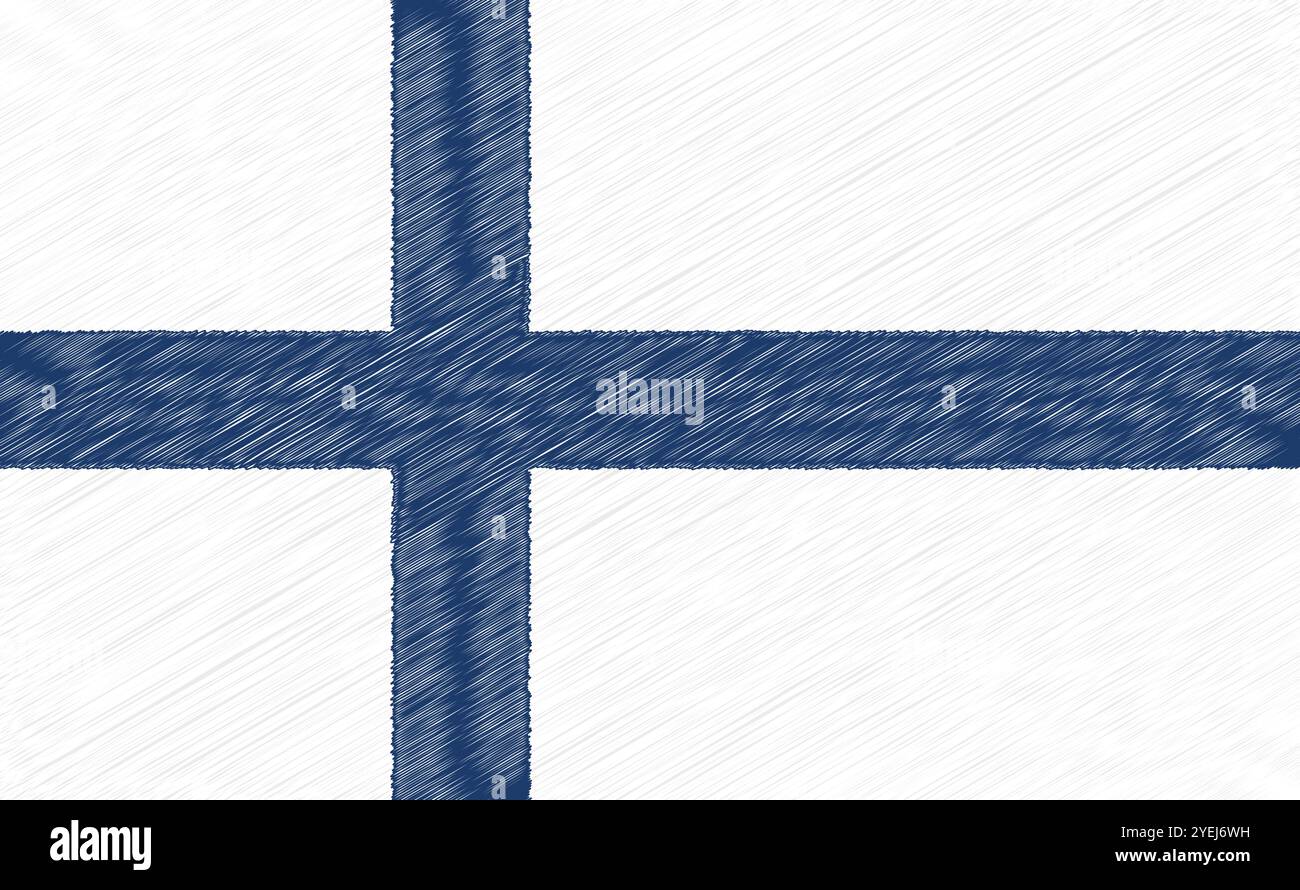 Finnland Unabhängigkeitstag 6. Dezember. Scribble Stil Finnland Flagge Vektor Hintergrund. Poster, Karte, Banner. Stock Vektor