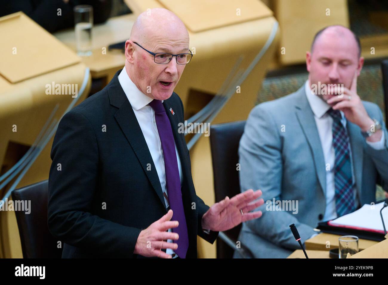 Edinburgh Schottland, Vereinigtes Königreich 31. Oktober 2024. Erster schottischer Minister John Swinney im schottischen Parlament für erste Ministerfragen. Credit sst/alamy Live News Stockfoto