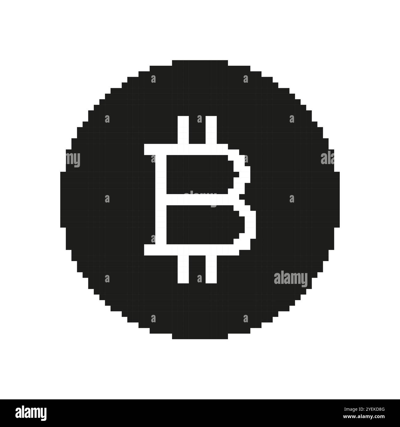 Bitcoin-Silhouette-Symbol im Pixelstil. 8-Bit-Videospiel. Digital Cryptocurrency und Blockchain Finance Sign. Abbildung Des Isolierten Vektors Stock Vektor
