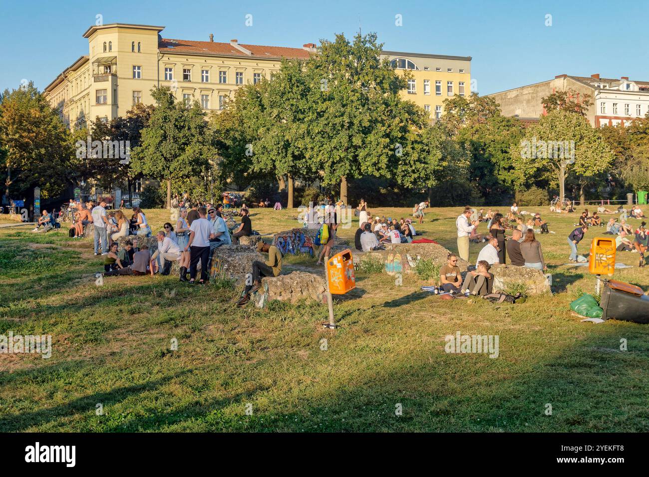Görlitzer Park, Altweibersommer, September 2024, Berlin-Kreuzberg Stockfoto
