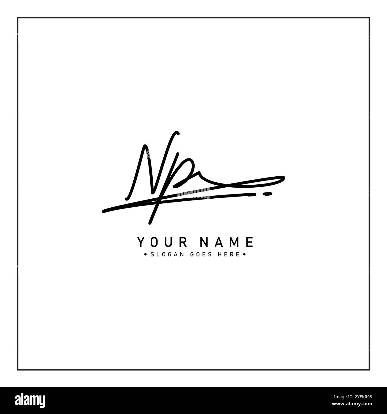 NP Simple Signature Logo – handgeschriebene Vektorvorlage für N- und P-Logo Stock Vektor