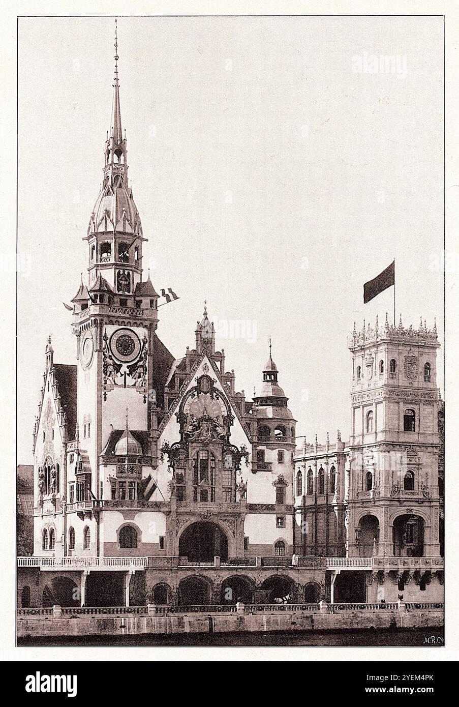 Vintage-Foto von Paris. Das deutsche Haus: Architektur auf der Pariser Weltausstellung 1900. Französischer Architekt: Johannes Radke, Berlin Stockfoto