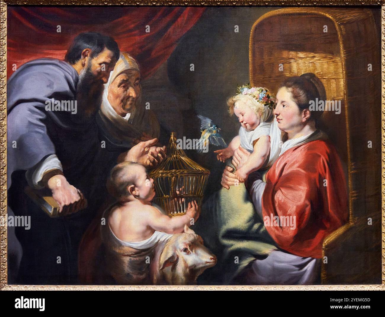 Die Jungfrau und das Kind mit dem Heiligen Johannes und seinen Eltern, um 1620, Jacob Jordaens (1593–1678), die National Gallery, London, UK Stockfoto