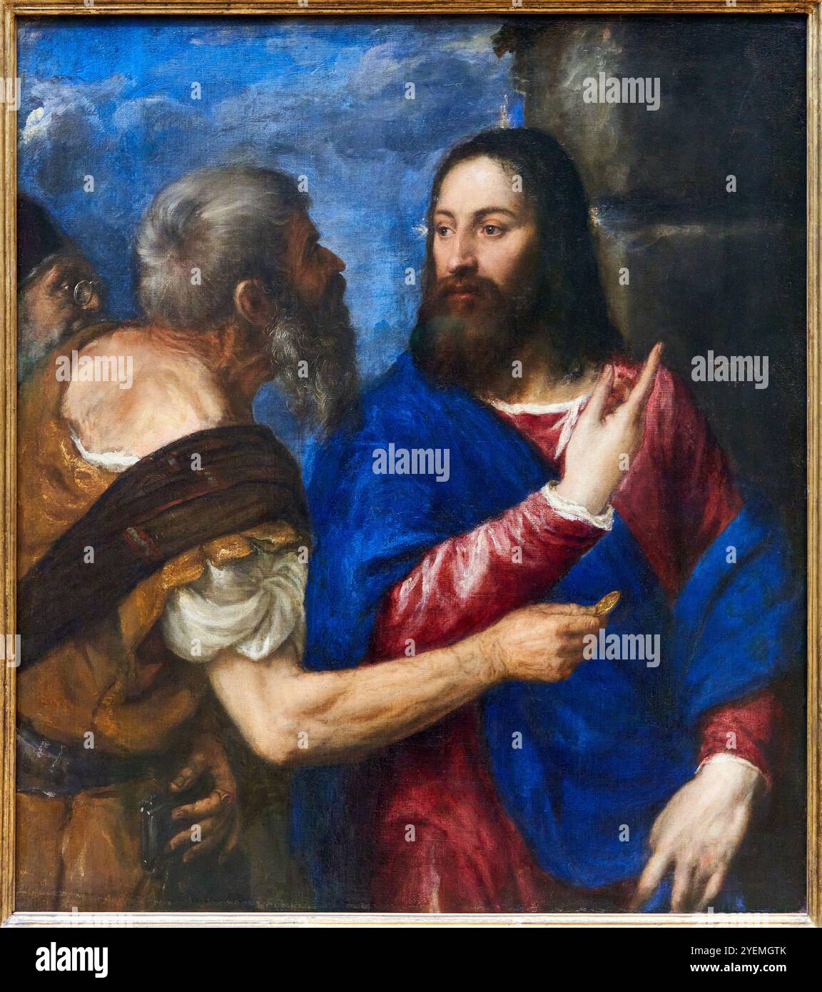 Die Tribute Money, etwa 1560-1568 (vielleicht in den 1540er Jahren begonnen), Titian (aktiv um 1506; gestorben 1576), die National Gallery, London, Großbritannien Stockfoto