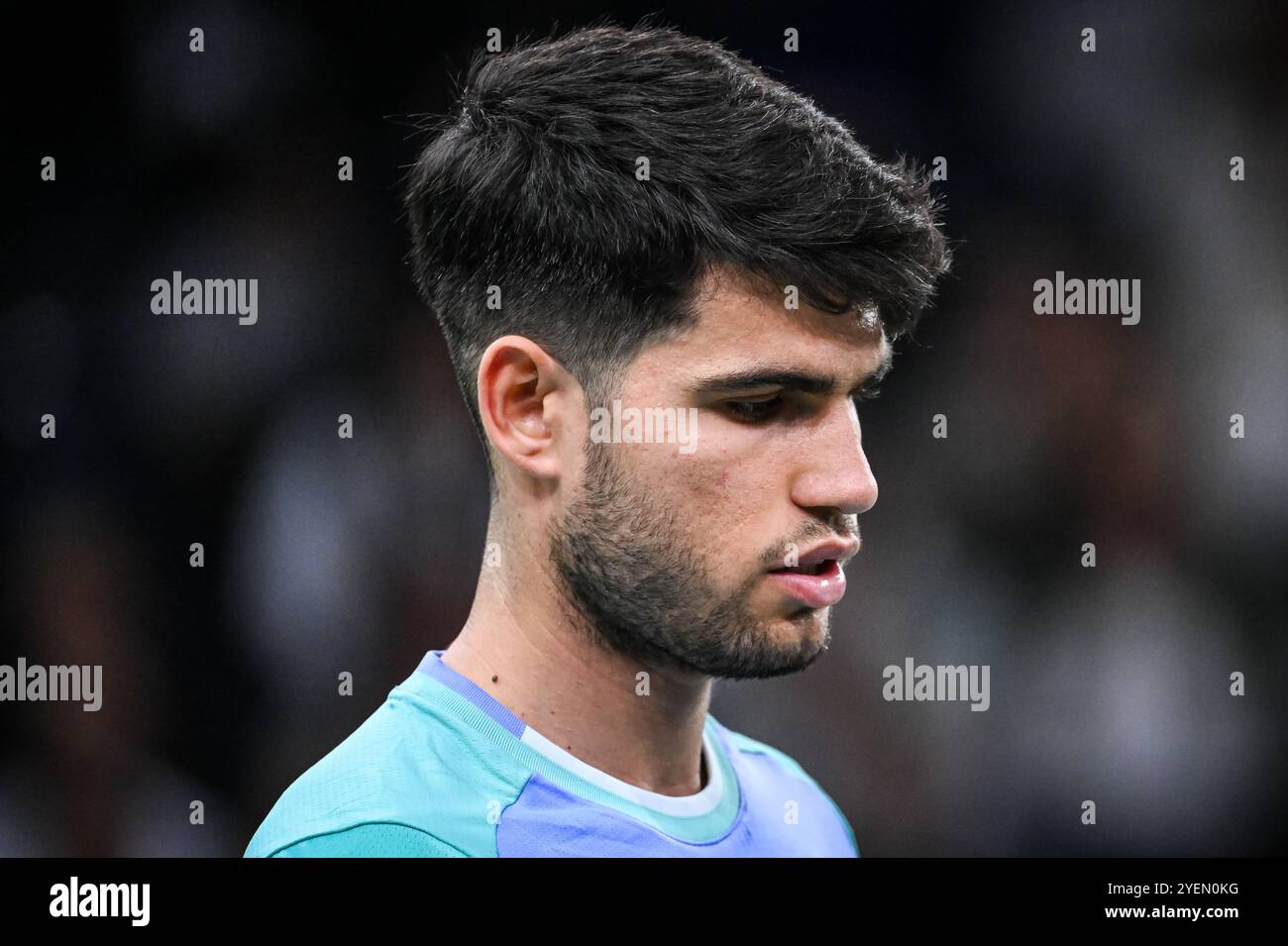 Carlos ALCARAZ aus Spanien am vierten Tag des Rolex Paris Masters 2024, ATP Masters 1000 Tennis Turniers am 31. Oktober 2024 in der Accor Arena in Paris, Frankreich Stockfoto