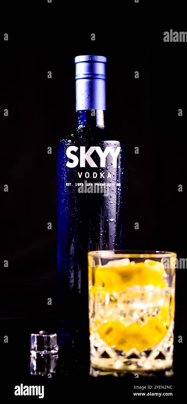 Skyy Vodka Flasche Stockfoto