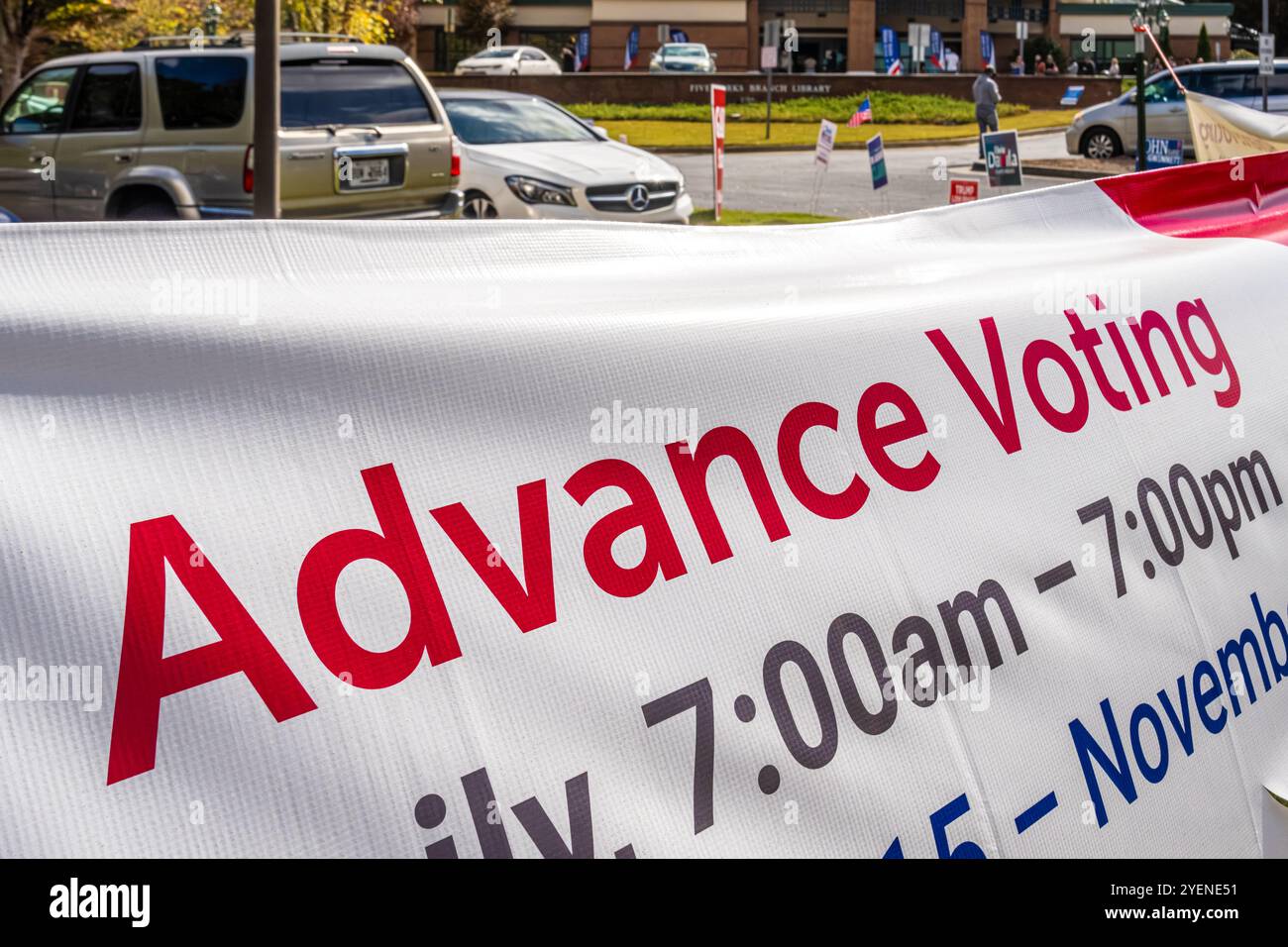 Wahlkampfstation in Lawrenceville, Georgia, für die US-Parlamentswahlen 2024. (USA) Stockfoto