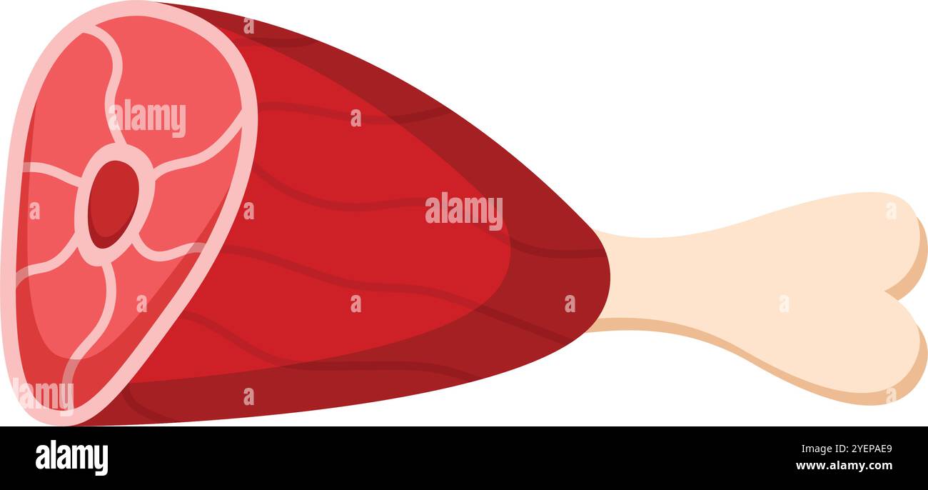 Rohes Fleisch im flachen Stil. Vektor-Illustration von Lamm oder Rindfleisch auf isoliertem Hintergrund. Frittierte Proteinmahlzeit unterzeichnen Geschäftskonzept. Stock Vektor