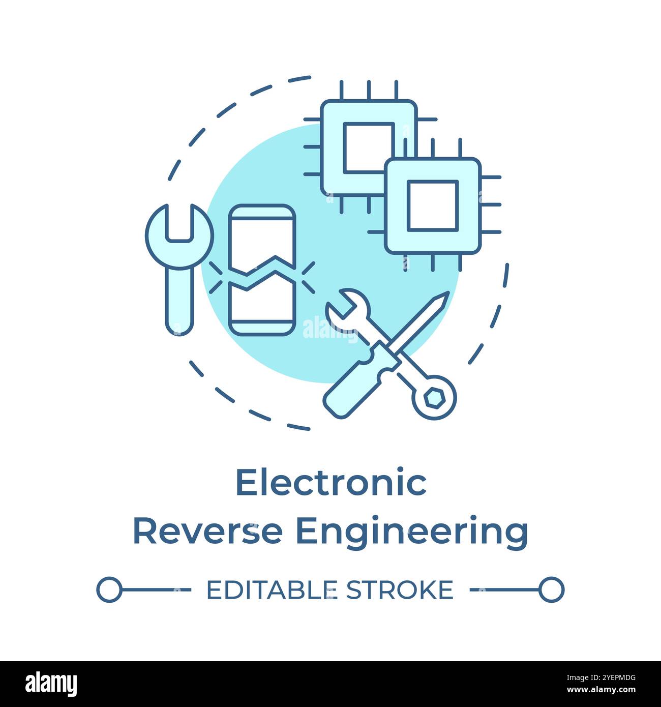 Electronic Reverse Engineering Soft Blue Concept Symbol Stock Vektor