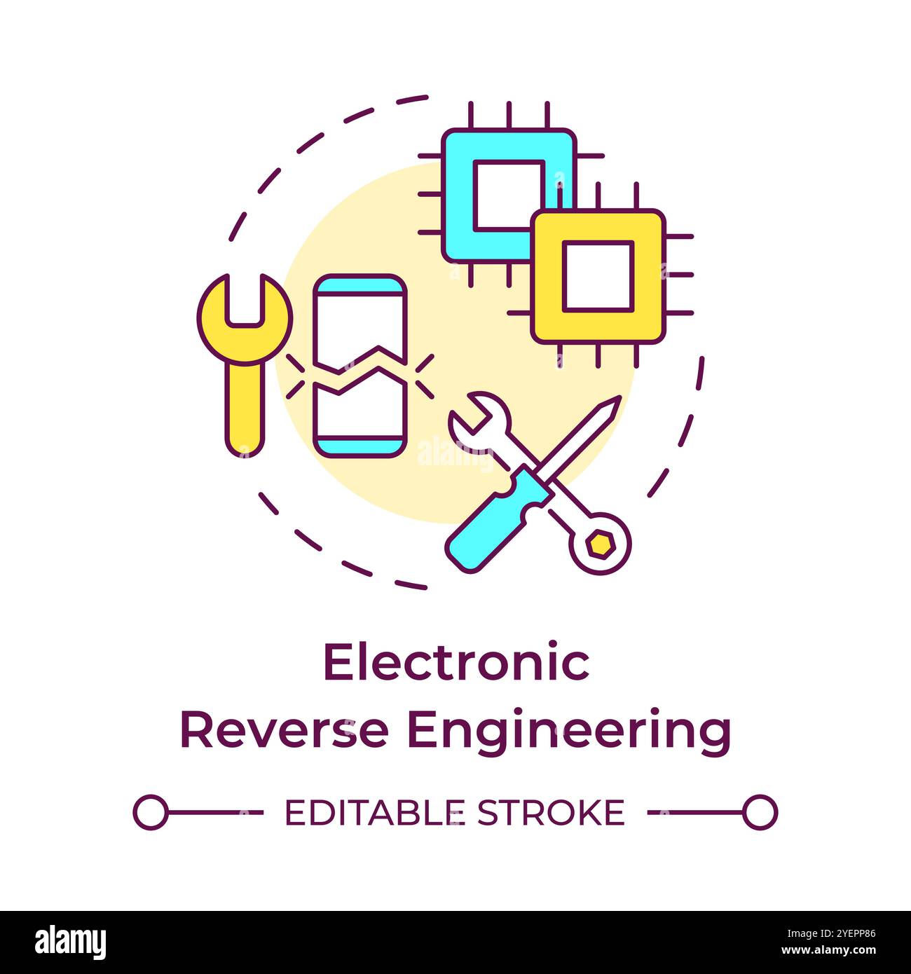 Multi-Color-Concept-Symbol für Electronic Reverse Engineering Stock Vektor