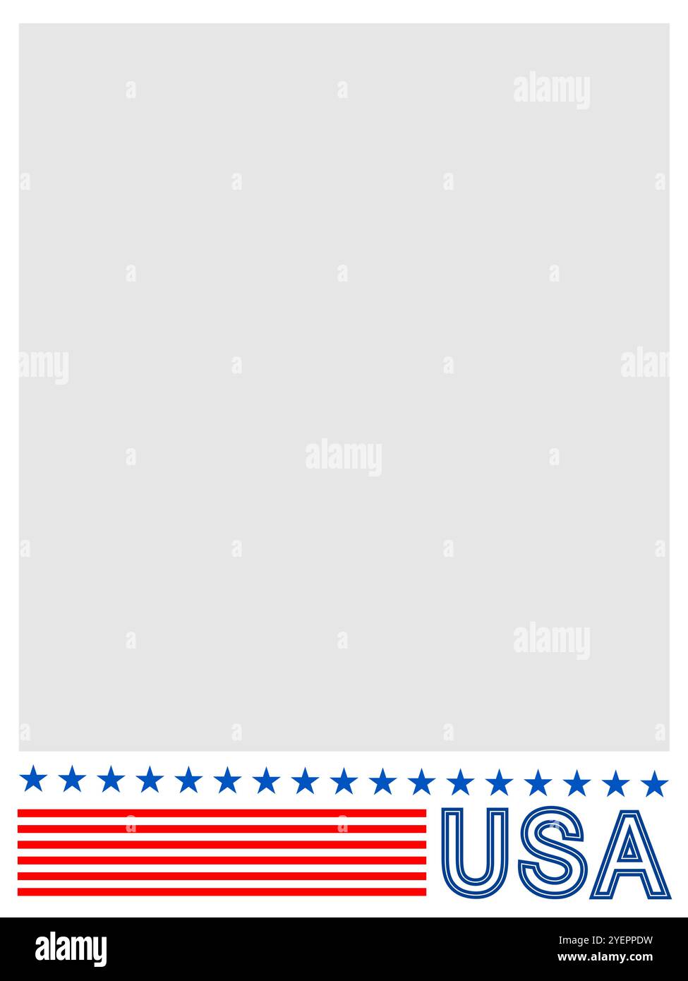 Rahmen für amerikanische Flaggensymbole mit grauem, leerem Hintergrund für Textvektor-Designvorlage Stock Vektor