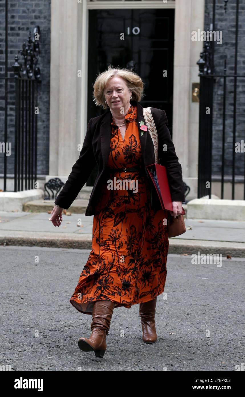 London, Großbritannien. 30. Oktober 2024. Anführerin des House of Lords Baroness Smith of Basildon verlässt die Downing Street 10, nachdem sie an einer Kabinettssitzung in London teilgenommen hatte. (Foto: Fred Duval/SOPA Images/SIPA USA) Credit: SIPA USA/Alamy Live News Stockfoto