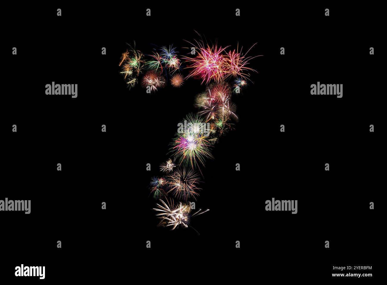Nummer 7. Anzahl Alphabet gemacht von echten Feuerwerk Stockfoto