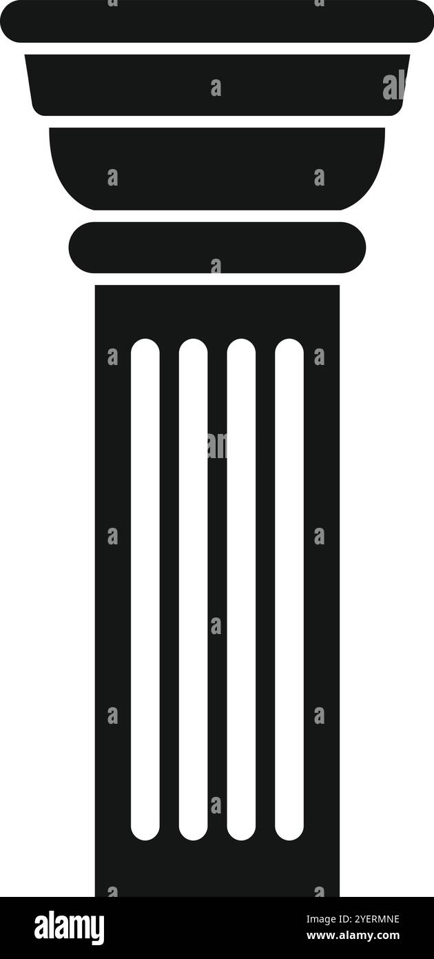 Einfaches schwarz-weißes Vektorsymbol einer kannelierten Säule mit toskanischem Ordnungskapital, ideal für Projekte im Zusammenhang mit Geschichte, Architektur oder klassischem Design Stock Vektor