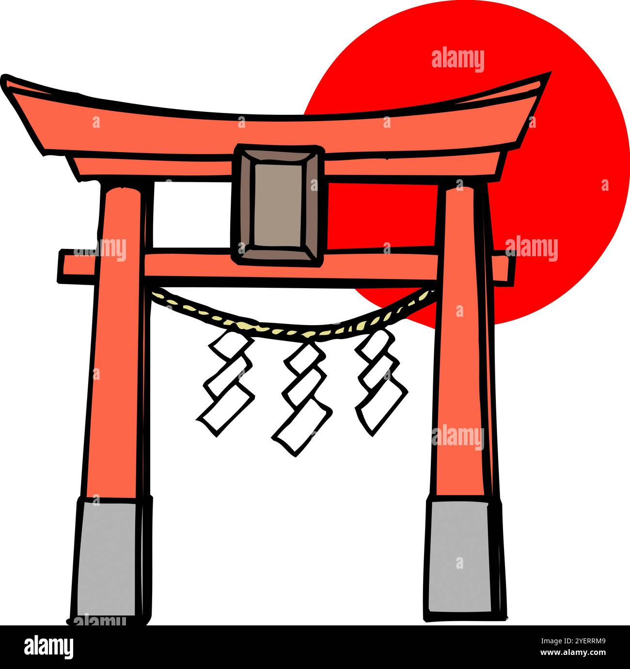 Erster Tag und Torii-Tor Stockfoto