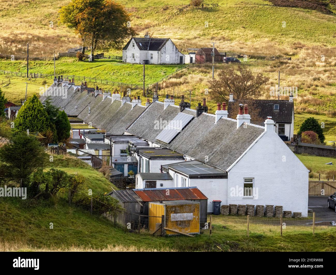 Wanlockhead ist das höchste Dorf Schottlands in den südlichen UIplands in Schottland, Großbritannien. Stockfoto