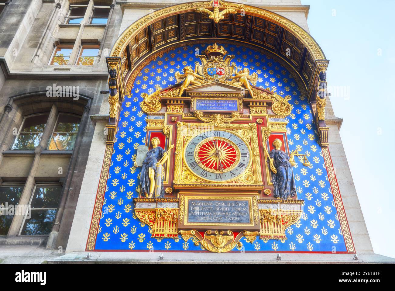 La Conciergerie Horloge (Clock) liegen auf dem Gebäude Palais de Justice, Paris, Frankreich. Stockfoto