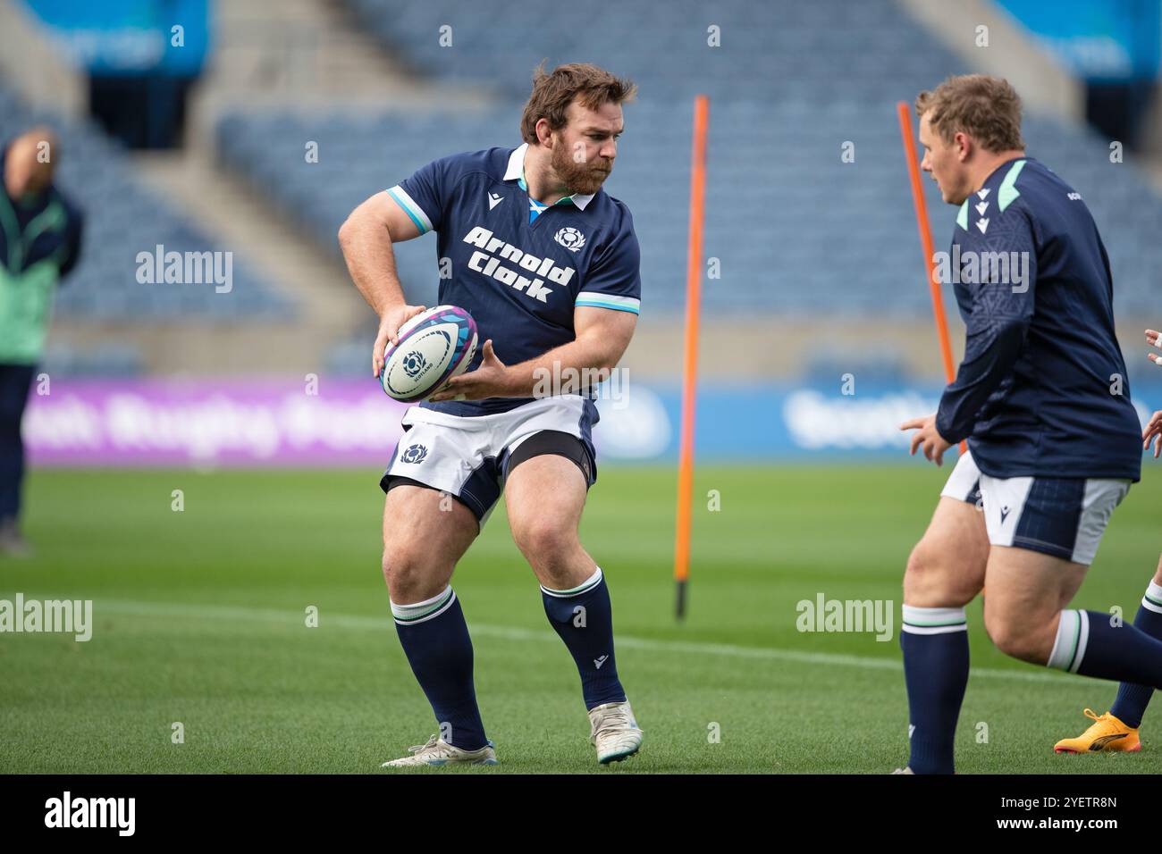 Edinburgh, Schottland, Vereinigtes Königreich, 1. November 2024 - das schottische Rugby-Team trainiert in Murrayfield vor dem Spiel gegen Fiji Autumn Nations Series im Murrayfield Stadium, Edinburgh.- Credit: Thomas Gorman/Alamy News Live Stockfoto