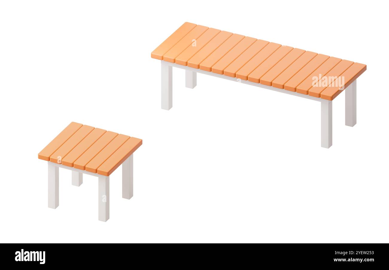 Zeichentrickstil-Tabelle, 3D-Rendering. 3D-Abbildung. Stockfoto