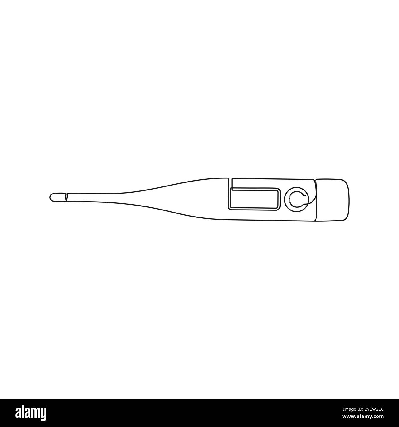 Thermometer in einer durchgehenden Linienzeichnung. Handgezeichnete Vektorgrafik. Stock Vektor