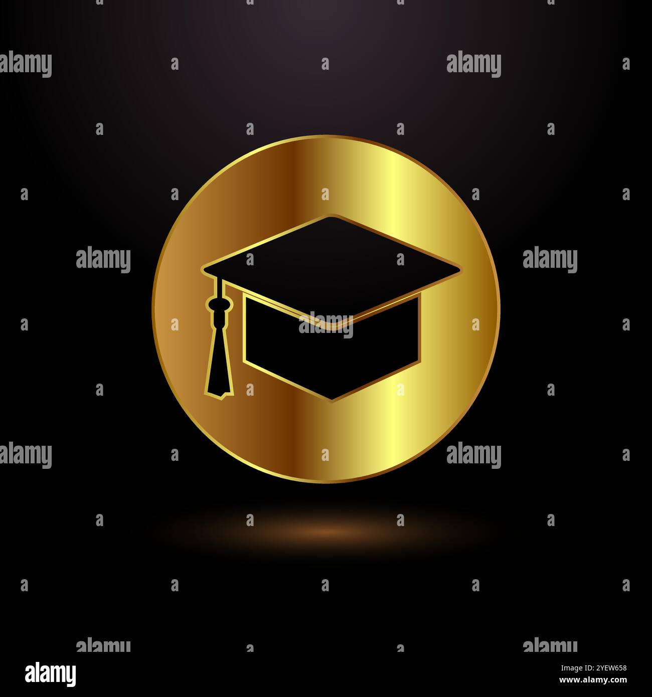 Goldene Graduiertenhut-Icon-Illustration, Akademiekappe Logozeichen Stock Vektor