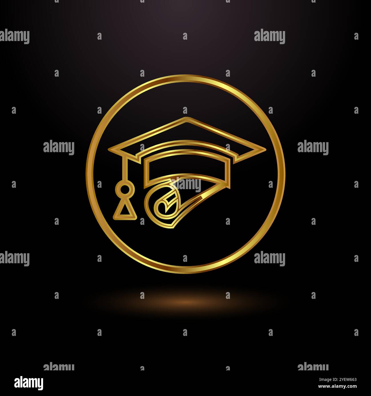 Goldene Graduiertenhut-Icon-Illustration, Akademiekappe Logozeichen Stock Vektor