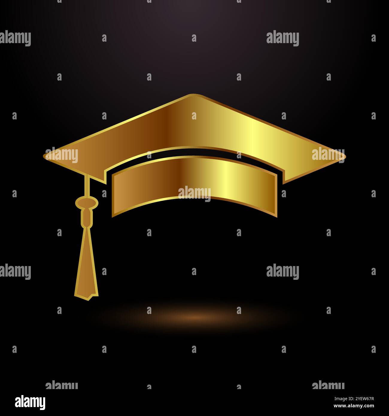 Goldene Graduiertenhut-Icon-Illustration, Akademiekappe Logozeichen Stock Vektor