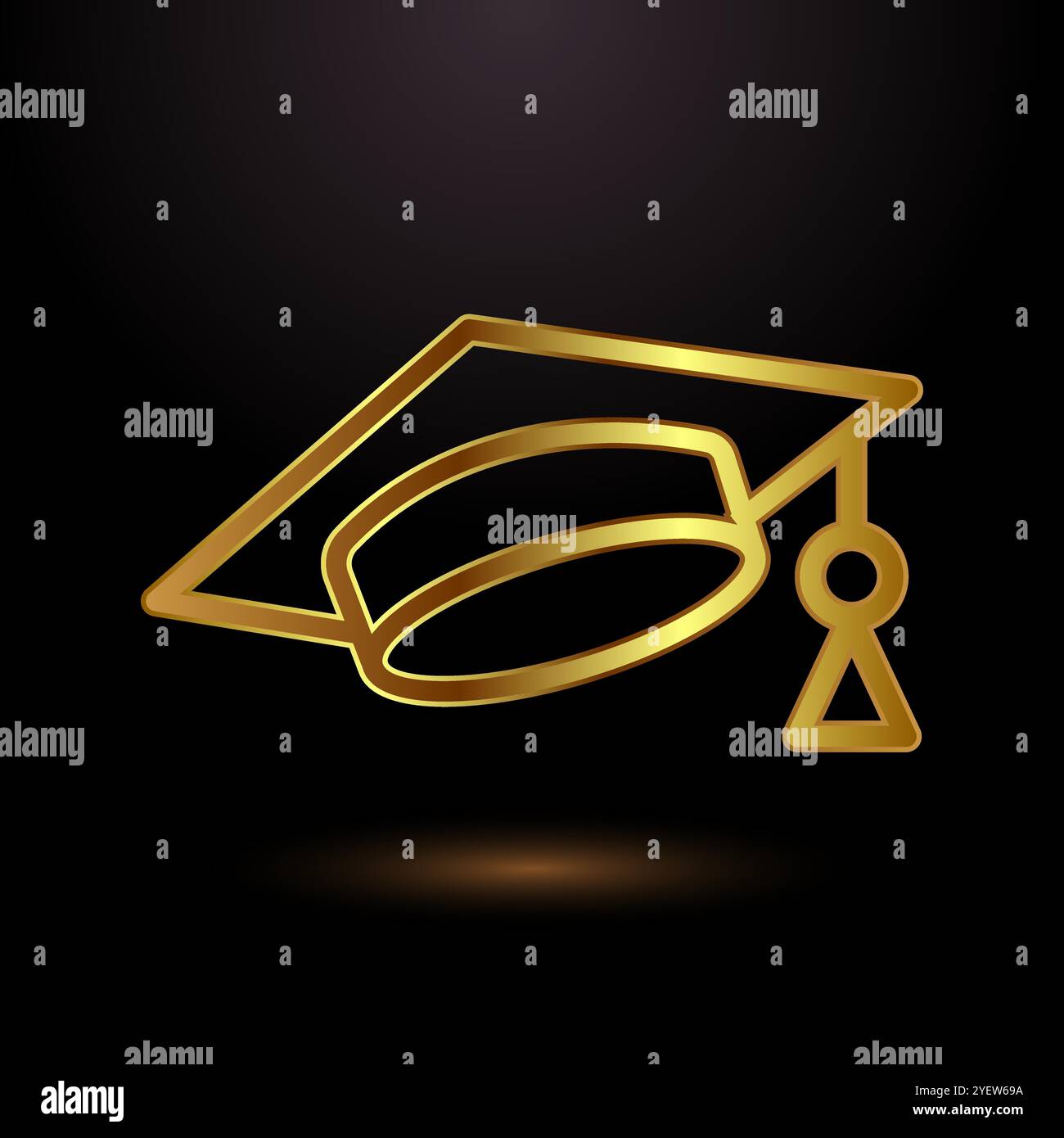 Goldene Graduiertenhut-Icon-Illustration, Akademiekappe Logozeichen Stock Vektor