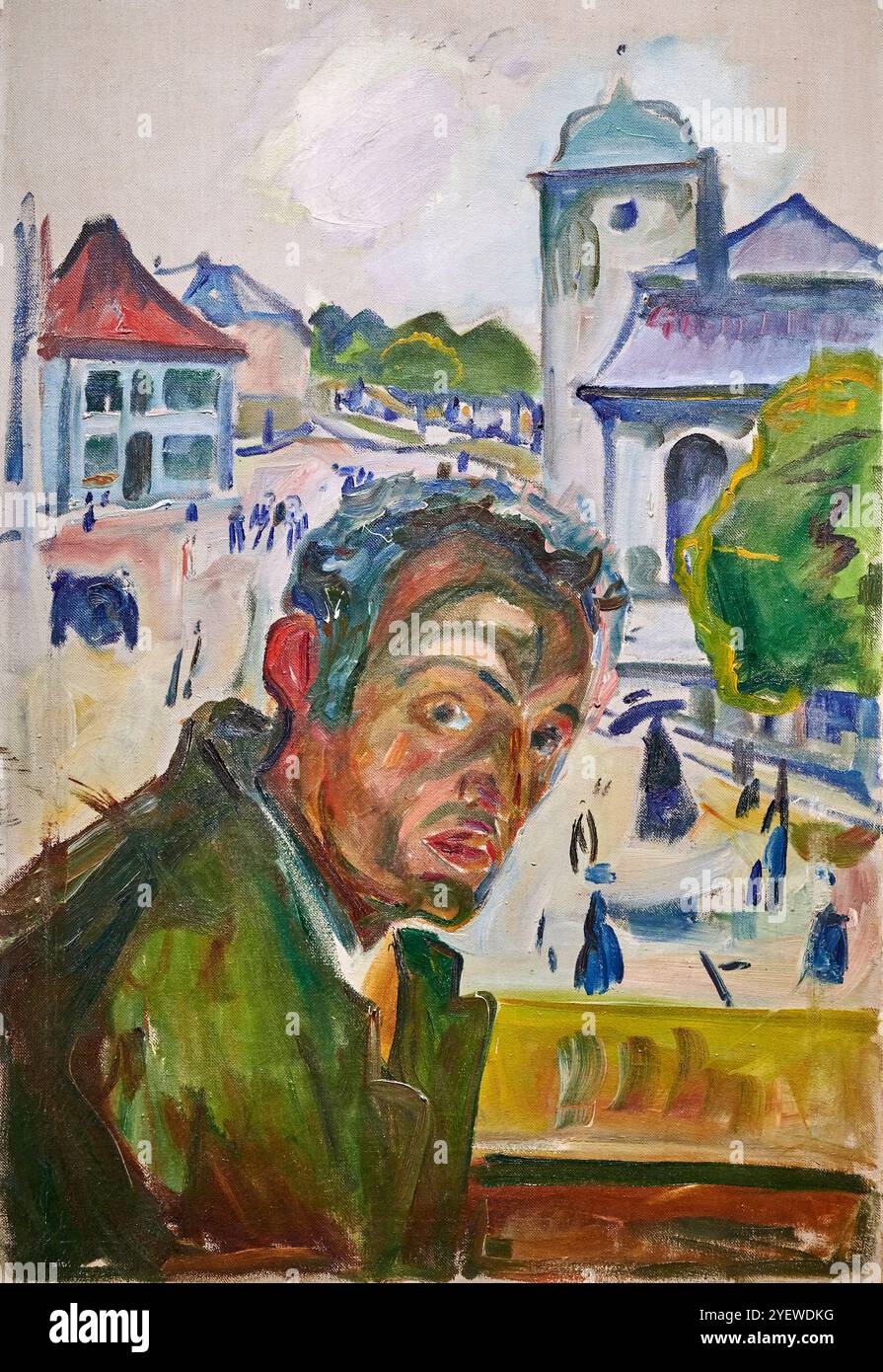 Autoritratto a Bergen ( Selbstporträt in Bergen ) - olio su tela - Edward Munch - 1916 - Oslo, Museo Munch Stockfoto