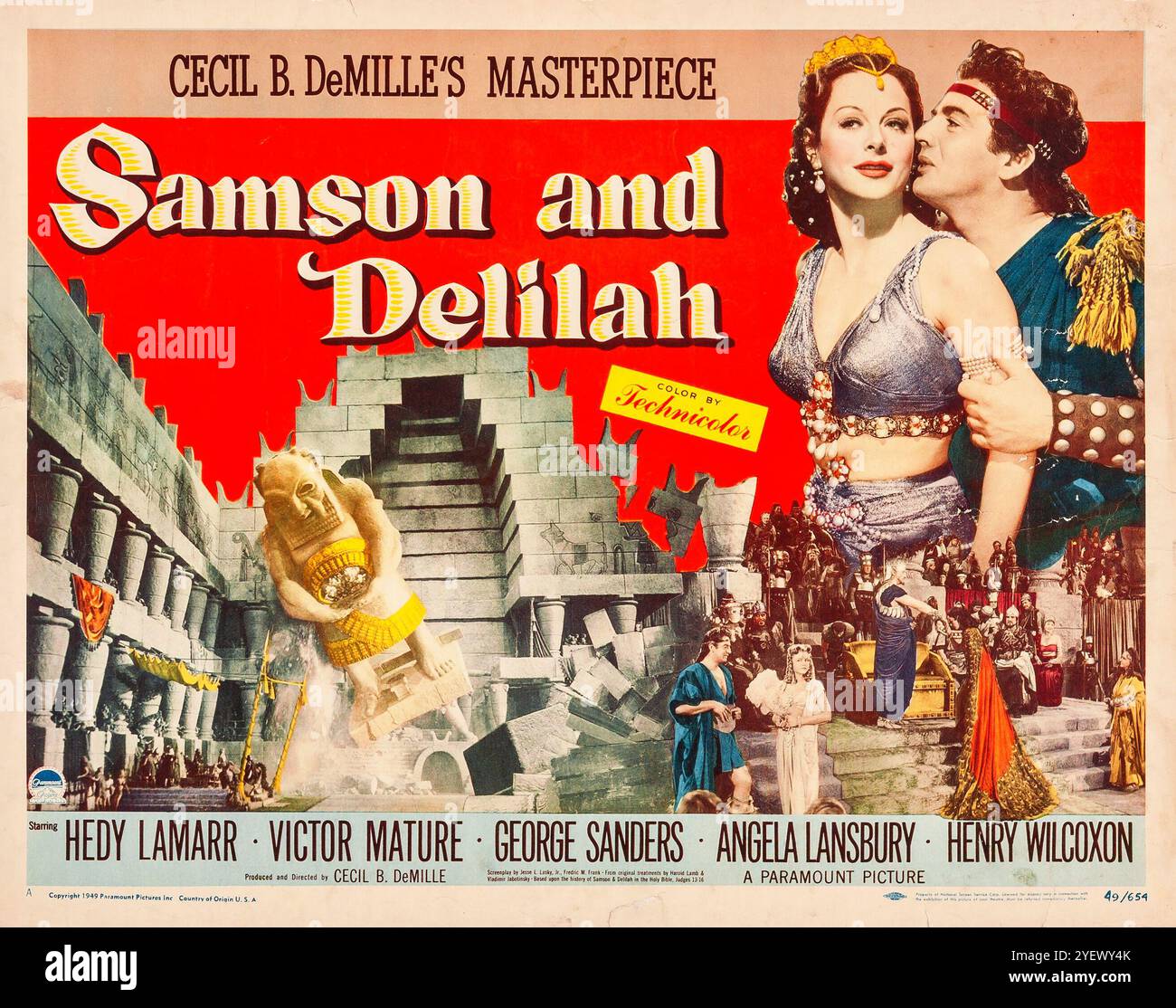 Cecil B. DeMilles Meisterwerk: Samson und Delilah (Paramount, 1949). Poster: Hedy Lamarr, Victor Mature, Angela Lansbury Stockfoto