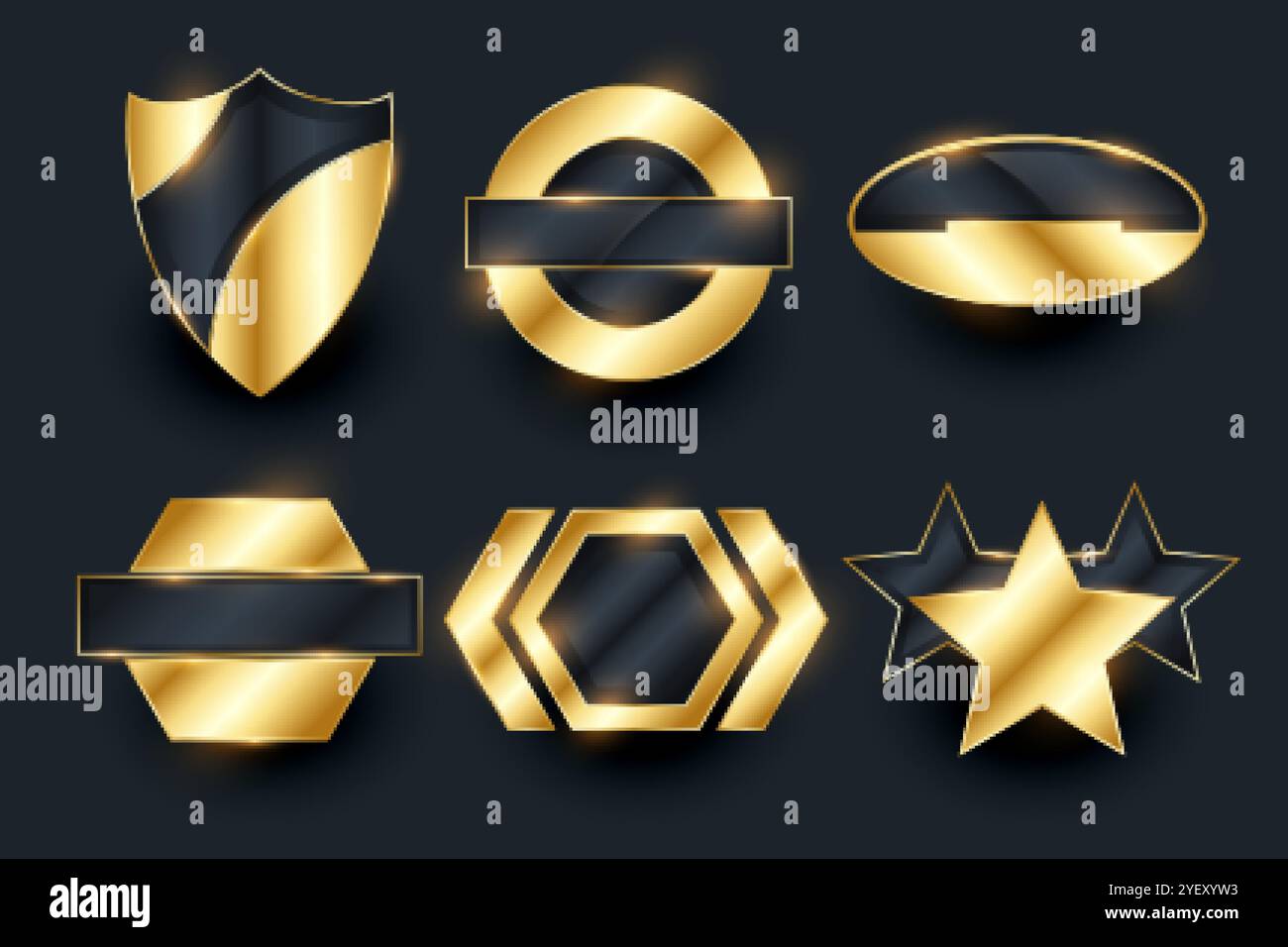 golden leer Abzeichen Etiketten Elemente Kollektion Design Stock Vektor