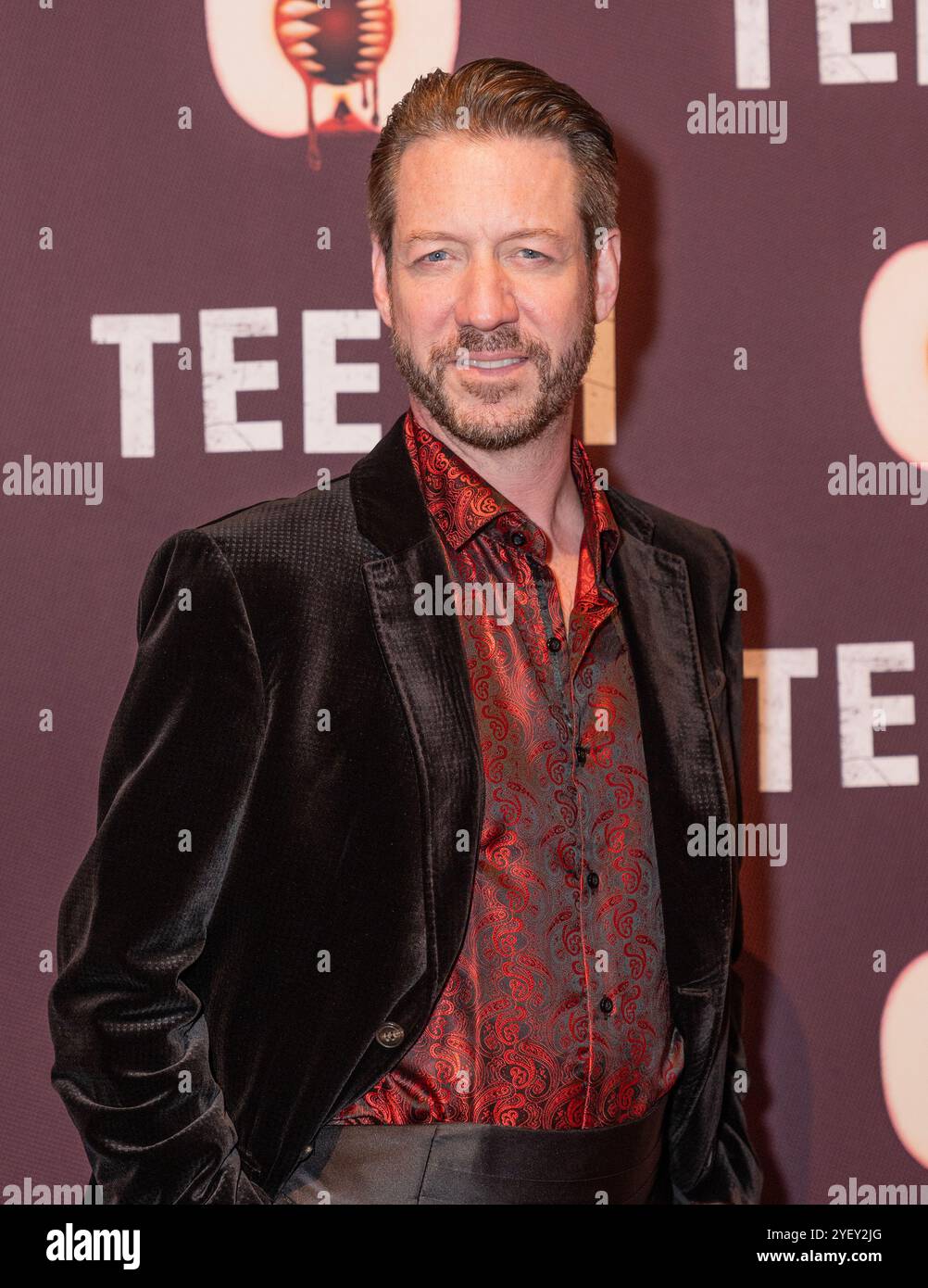 James D. Sasser nimmt am 31. Oktober 2024 an der Off-Broadway Opening Night für das Musical „Teeth“ im New World Stage Theatre in New York Teil. Stockfoto