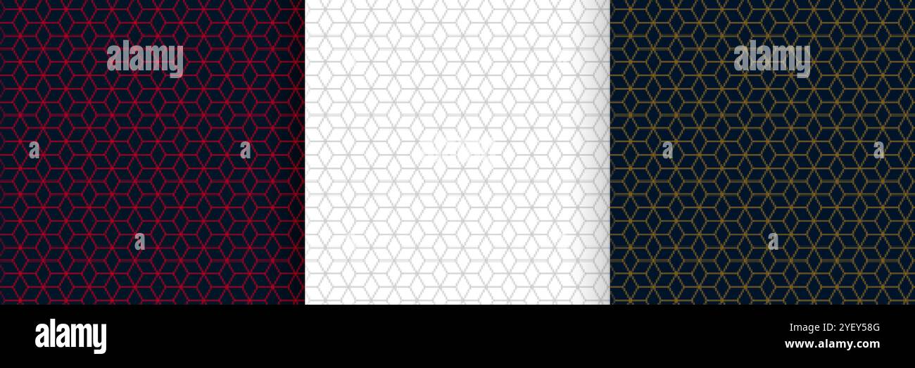 Satz von sechseckigen Linien Muster Hintergrund-Design Stock Vektor