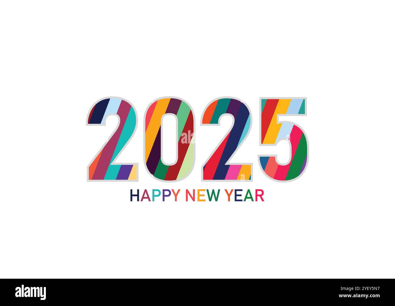 Happy New Year 2025 Design. Mit farbenfrohen Zahlendarstellungen. Hochwertiges modernes Design 2025 Stock Vektor