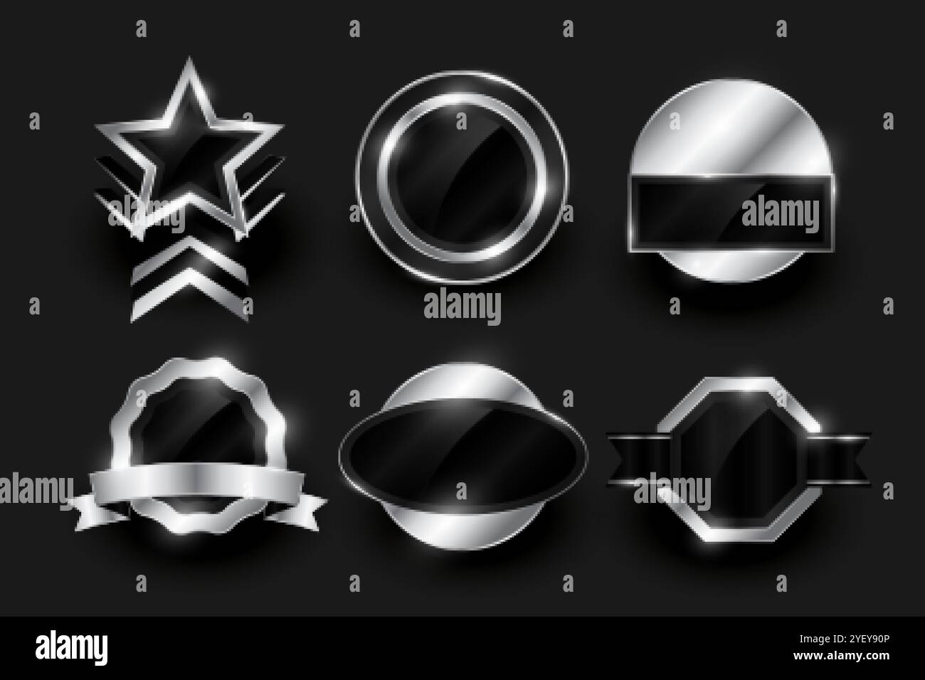 Leeres Design der silbernen Etiketten- und Badges-Kollektion Stock Vektor