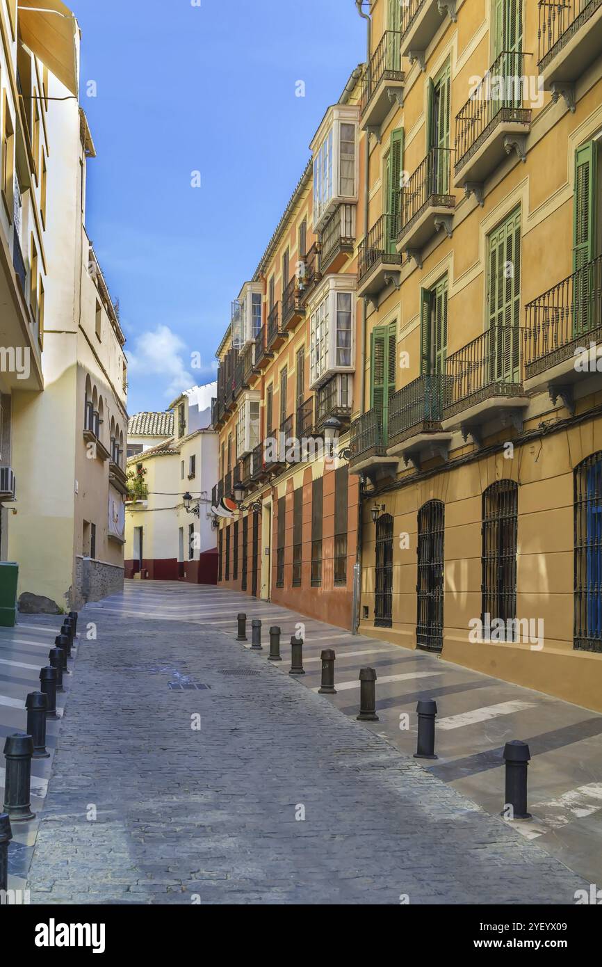 Straße mit historischem Gebäude in der Altstadt von Malaga, Spanien, Europa Stockfoto