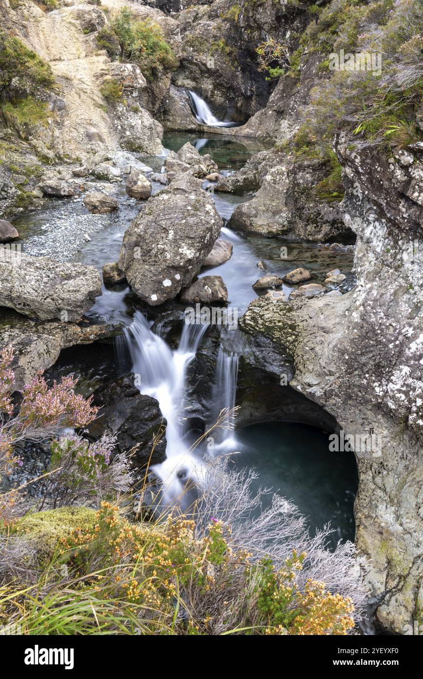 Feen Pools, Glumagan nan Sithichean, Wasserfälle in Glen Brittle, Isle of Skye, Innere Hebriden, Schottland, Großbritannien Stockfoto