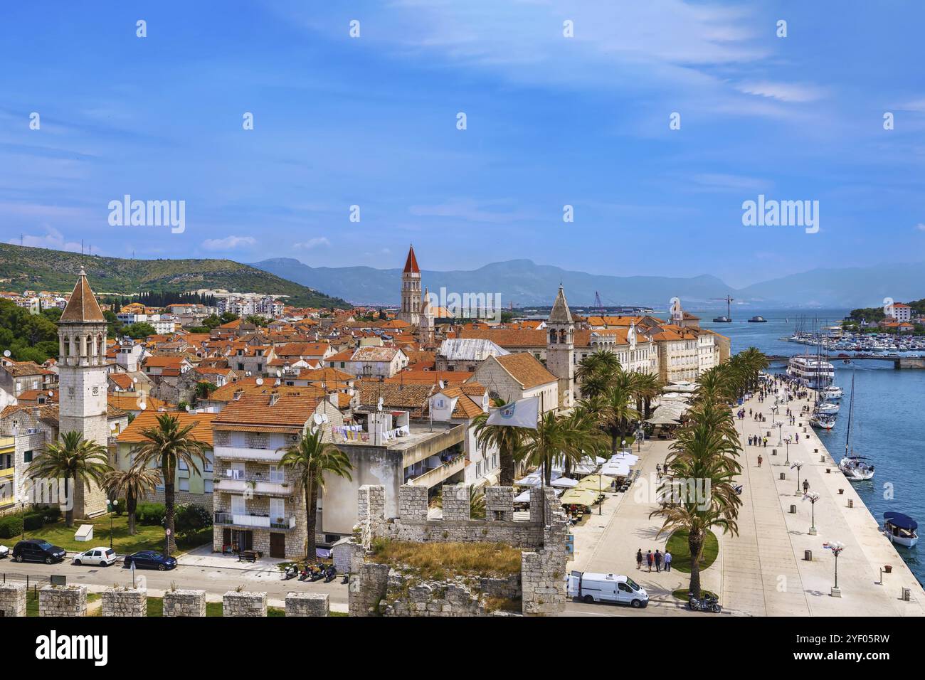 Blick auf Trogir von der Festung Kamerlengo, Kroatien, Europa Stockfoto