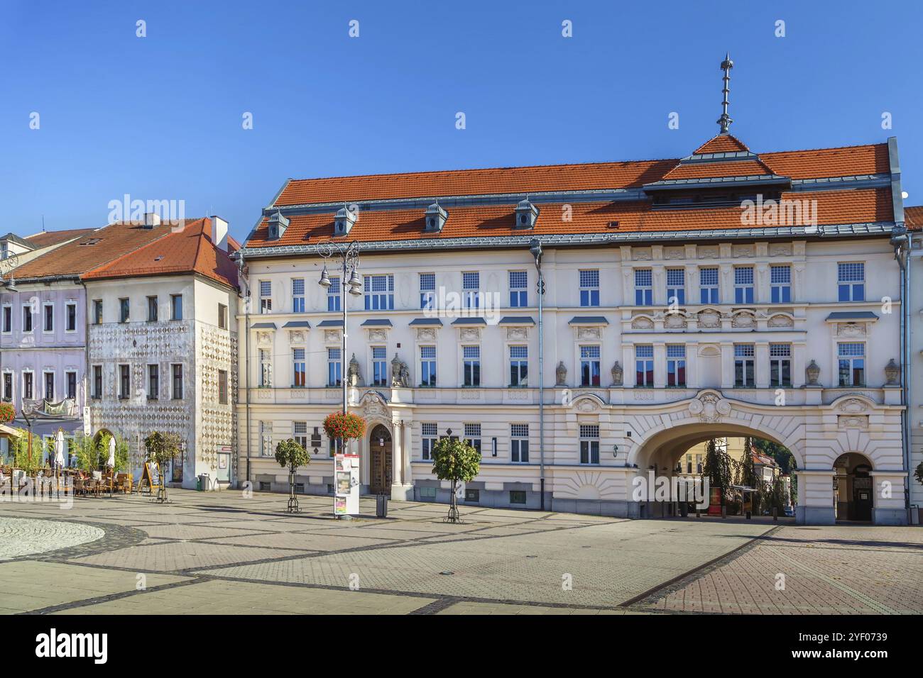 Der Slowakische Nationalaufstand oder SNP-Platz ist der Hauptplatz in Banska Bystrica, Slowakei, Europa Stockfoto