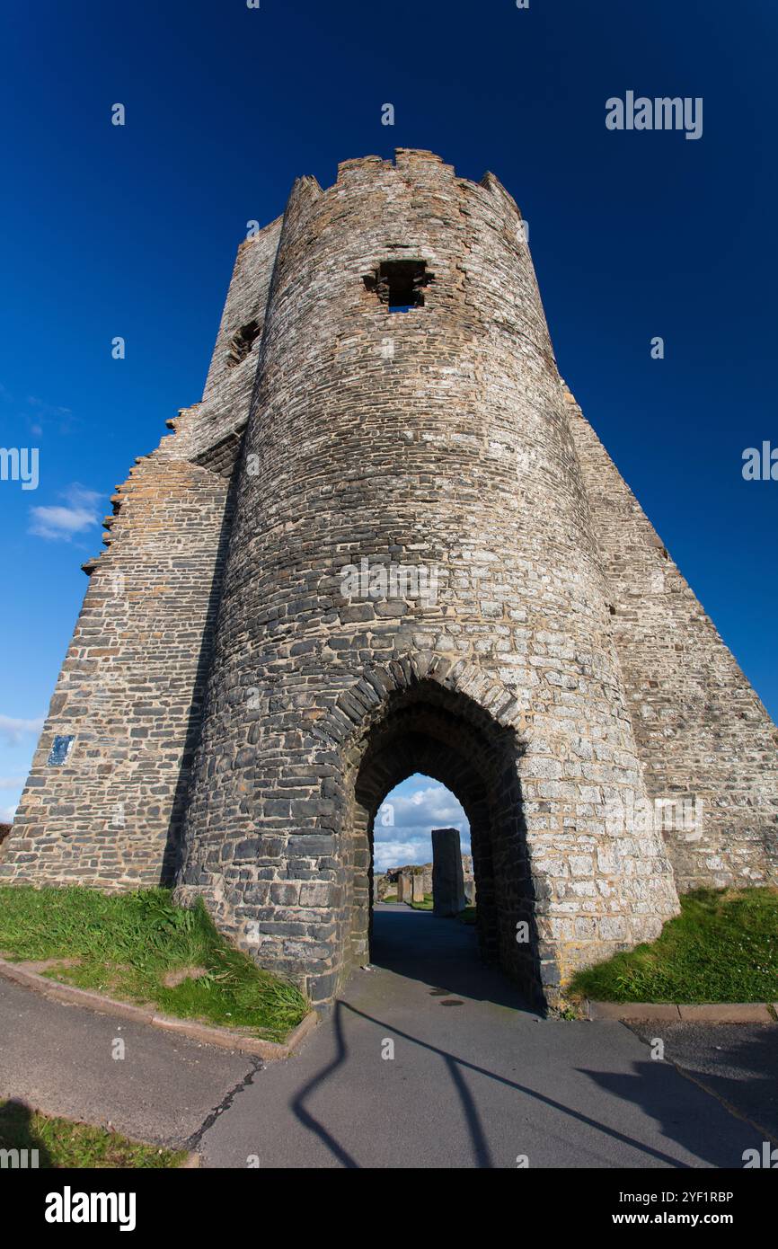 Aberystwyth Castle, North Tower Gateway, Ceredigion, Mid Wales, Großbritannien. Stockfoto